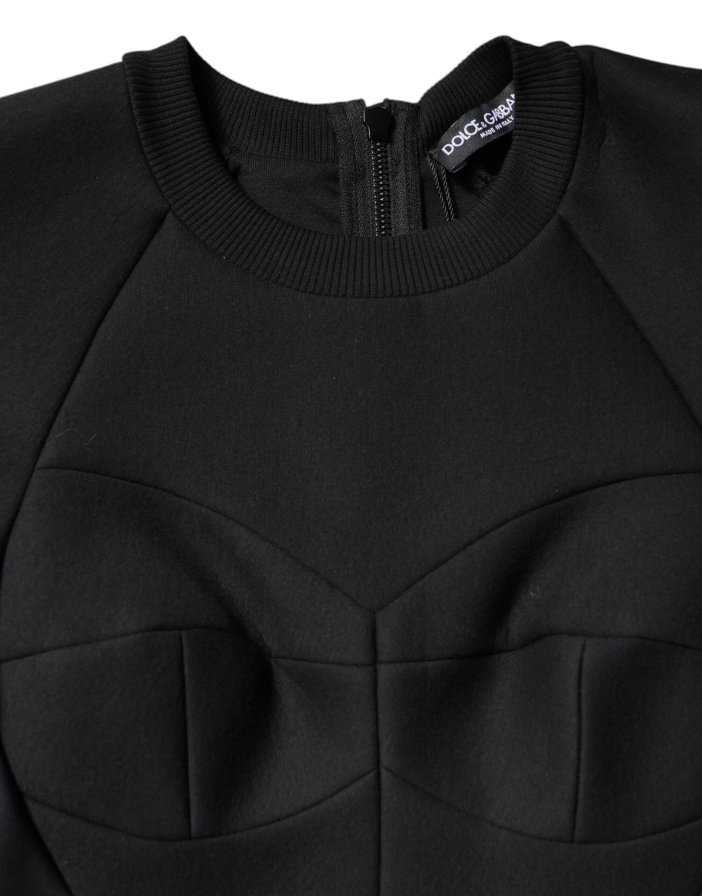 Dolce &amp; Gabbana Mini abito a trapezio in cotone nero a maniche lunghe