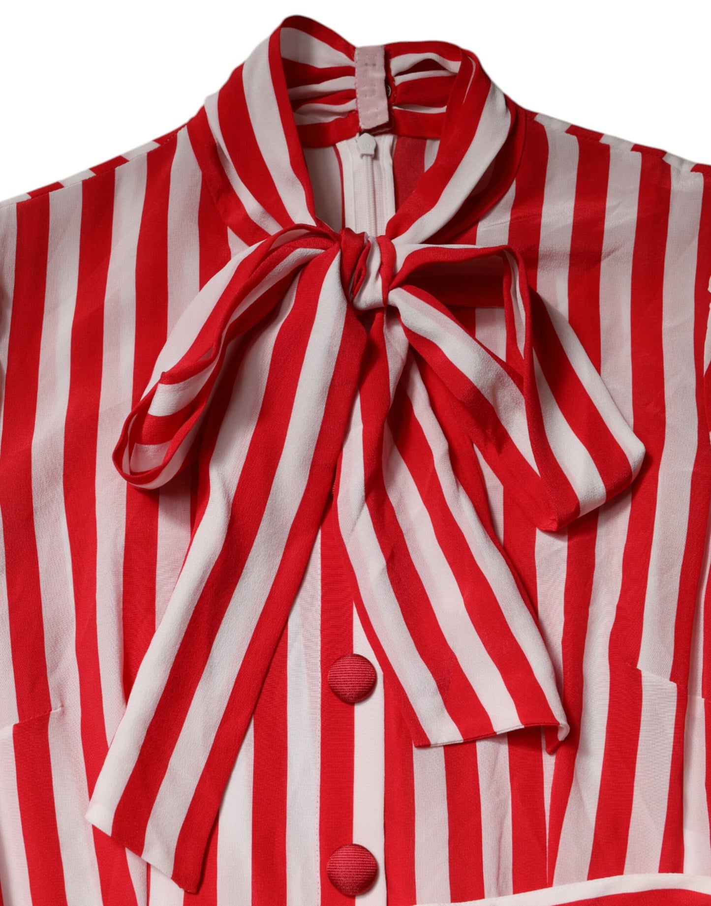Dolce &amp; Gabbana Abito midi a maniche lunghe con strisce bianche e rosse