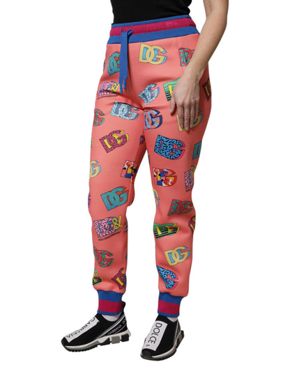 Pantaloni della tuta con monogramma e logo rosa Dolce &amp; Gabbana