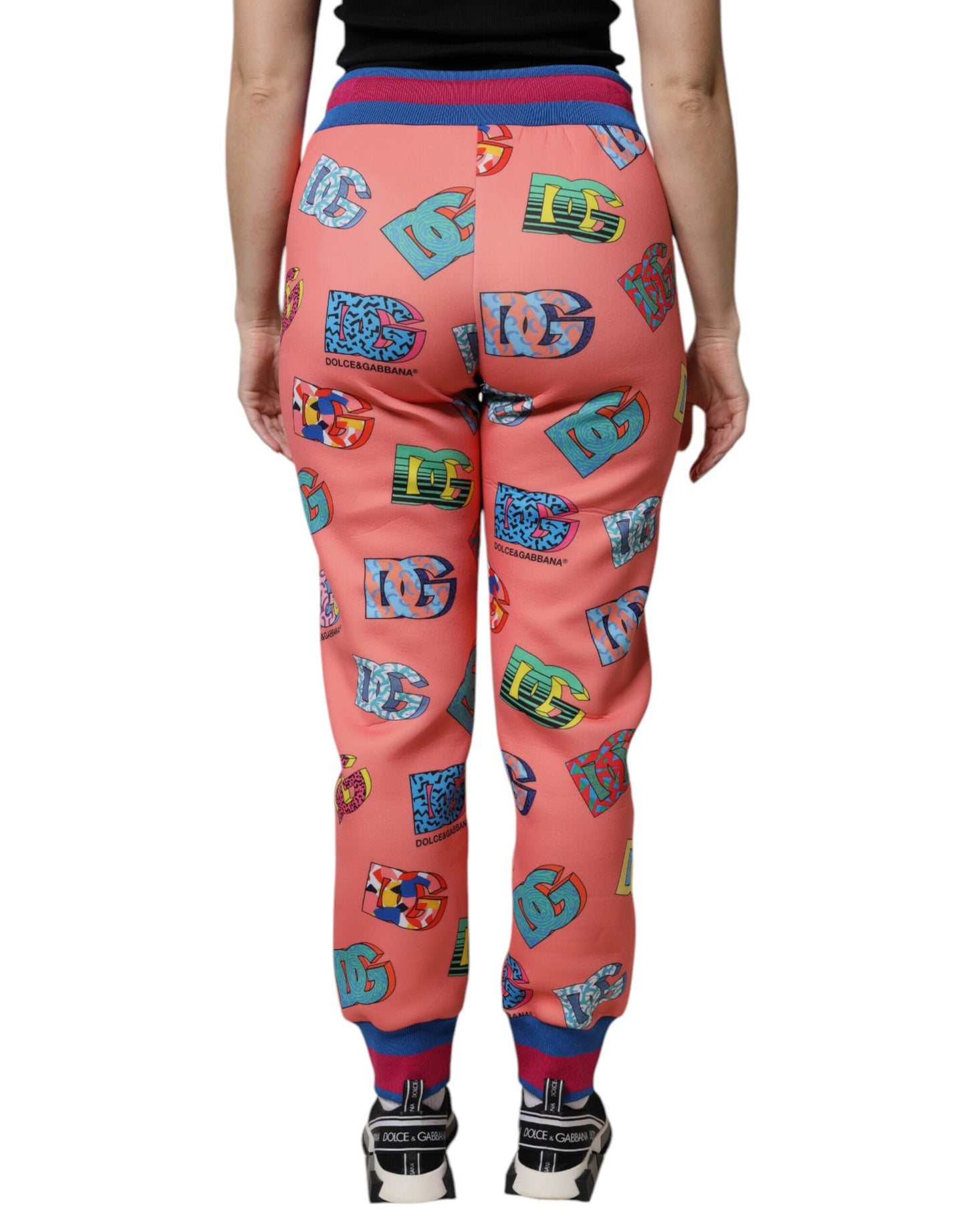 Pantaloni della tuta con monogramma e logo rosa Dolce &amp; Gabbana