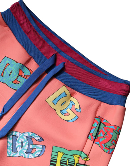 Pantaloni della tuta con monogramma e logo rosa Dolce &amp; Gabbana
