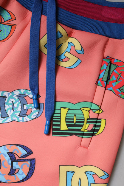 Pantaloni della tuta con monogramma e logo rosa Dolce &amp; Gabbana