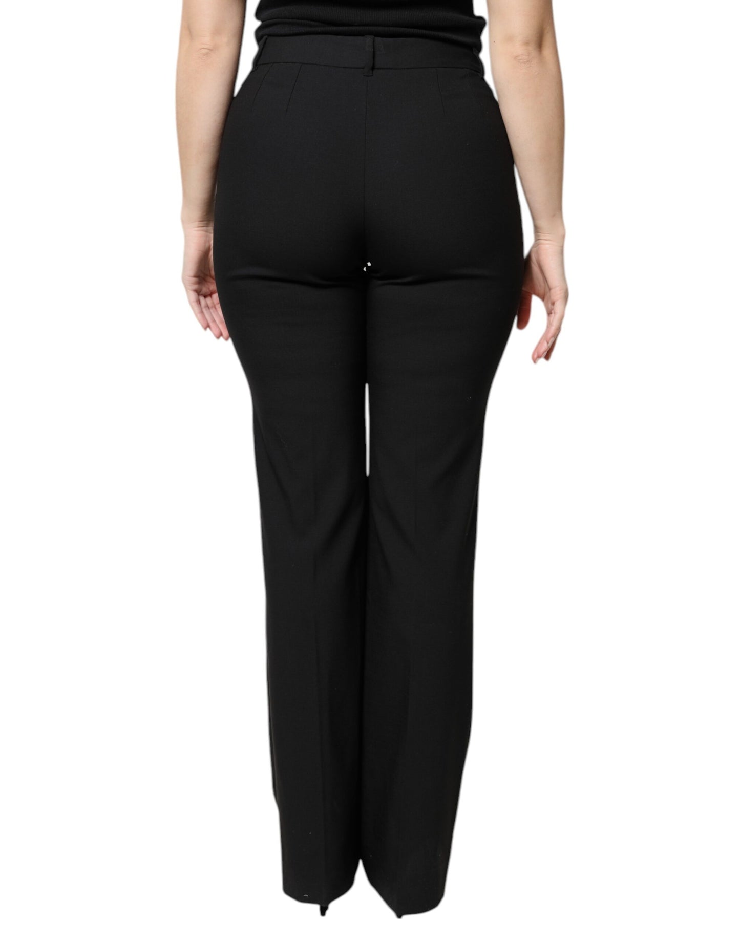 Pantaloni eleganti a vita alta in lana nera Dolce &amp; Gabbana