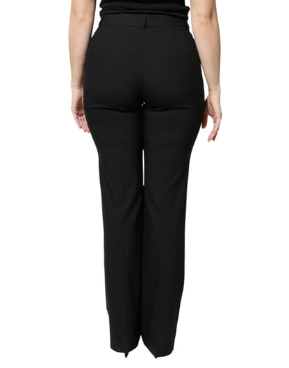 Pantaloni eleganti a vita alta in lana nera Dolce &amp; Gabbana