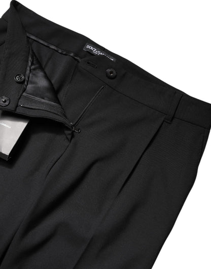 Pantaloni eleganti a vita alta in lana nera Dolce &amp; Gabbana