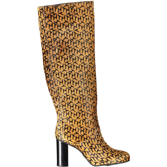 Stivali da donna in pelle beige Tommy Hilfiger