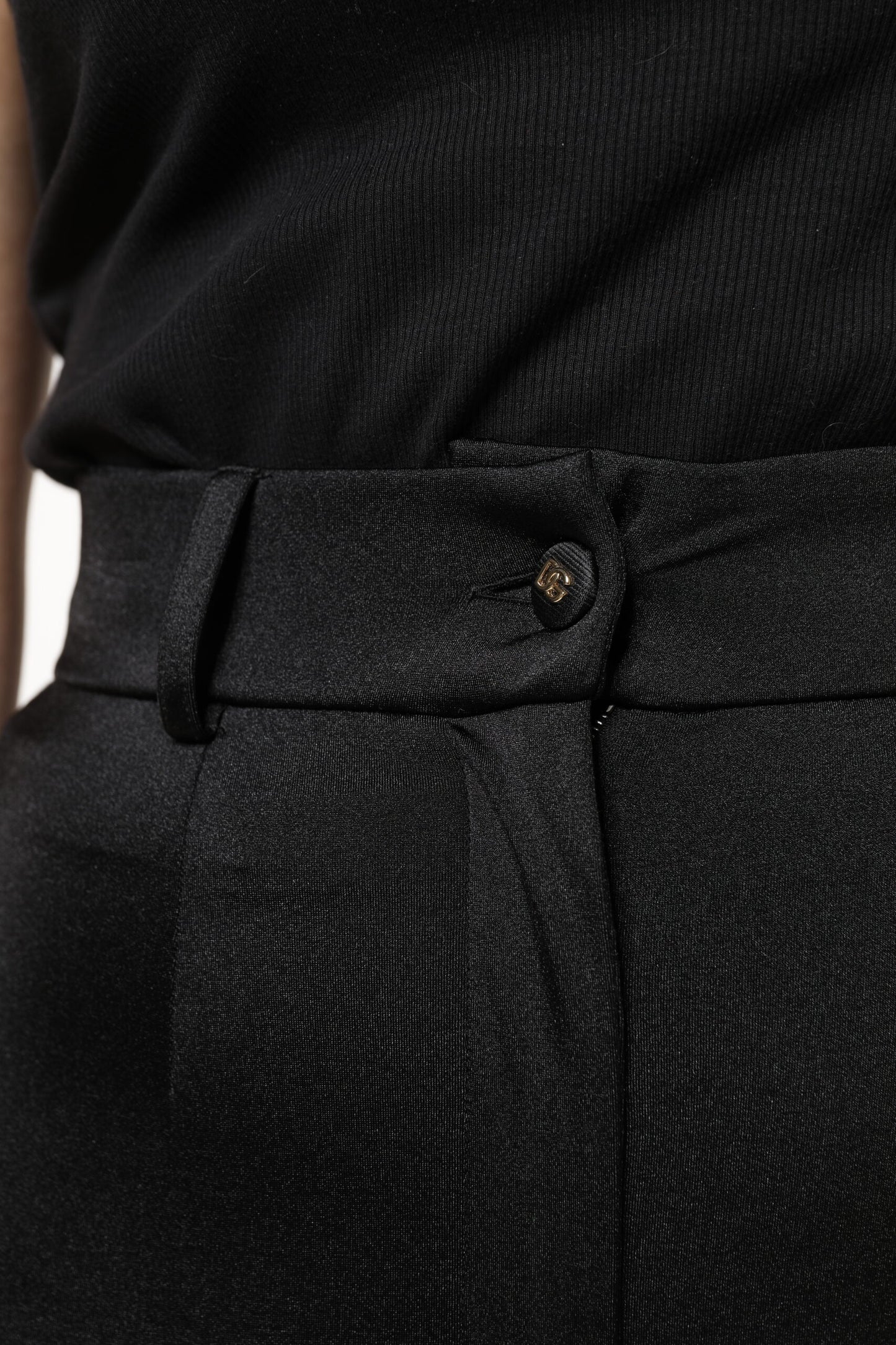 Pantaloni slim fit a vita alta in nylon nero Dolce &amp; Gabbana