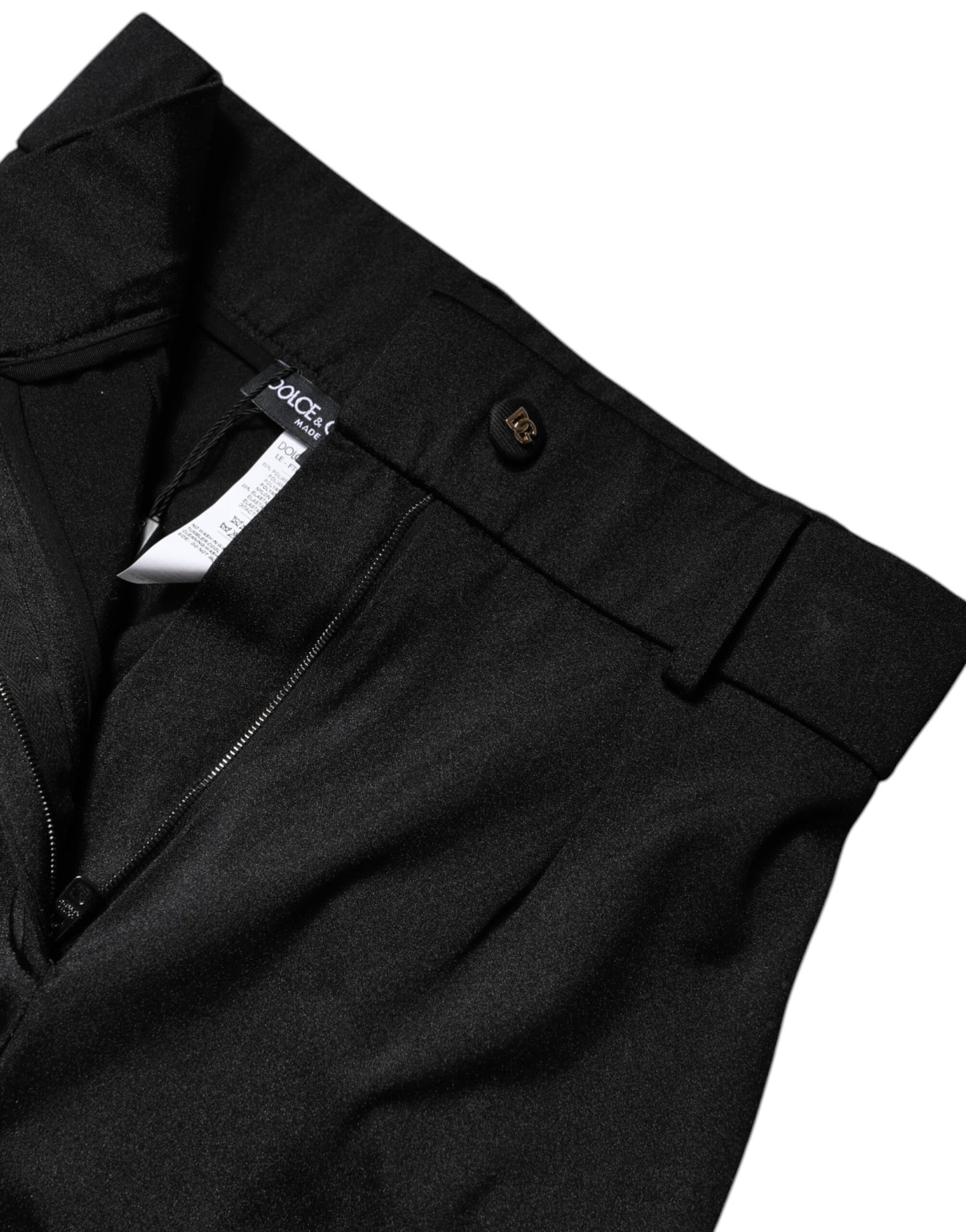 Pantaloni slim fit a vita alta in nylon nero Dolce &amp; Gabbana