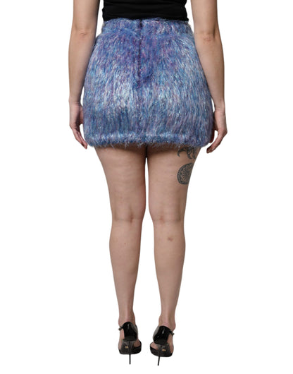 Minigonna a vita alta in peluche multicolore Dolce &amp; Gabbana