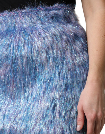 Minigonna a vita alta in peluche multicolore Dolce &amp; Gabbana