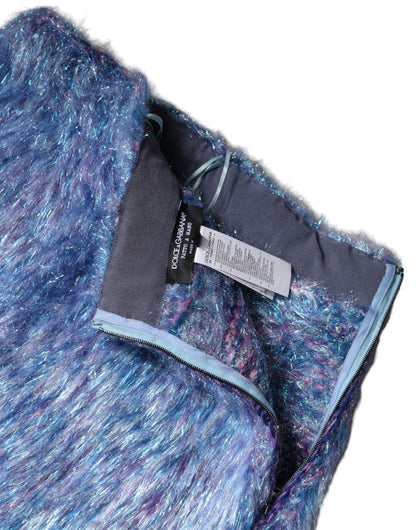 Minigonna a vita alta in peluche multicolore Dolce &amp; Gabbana