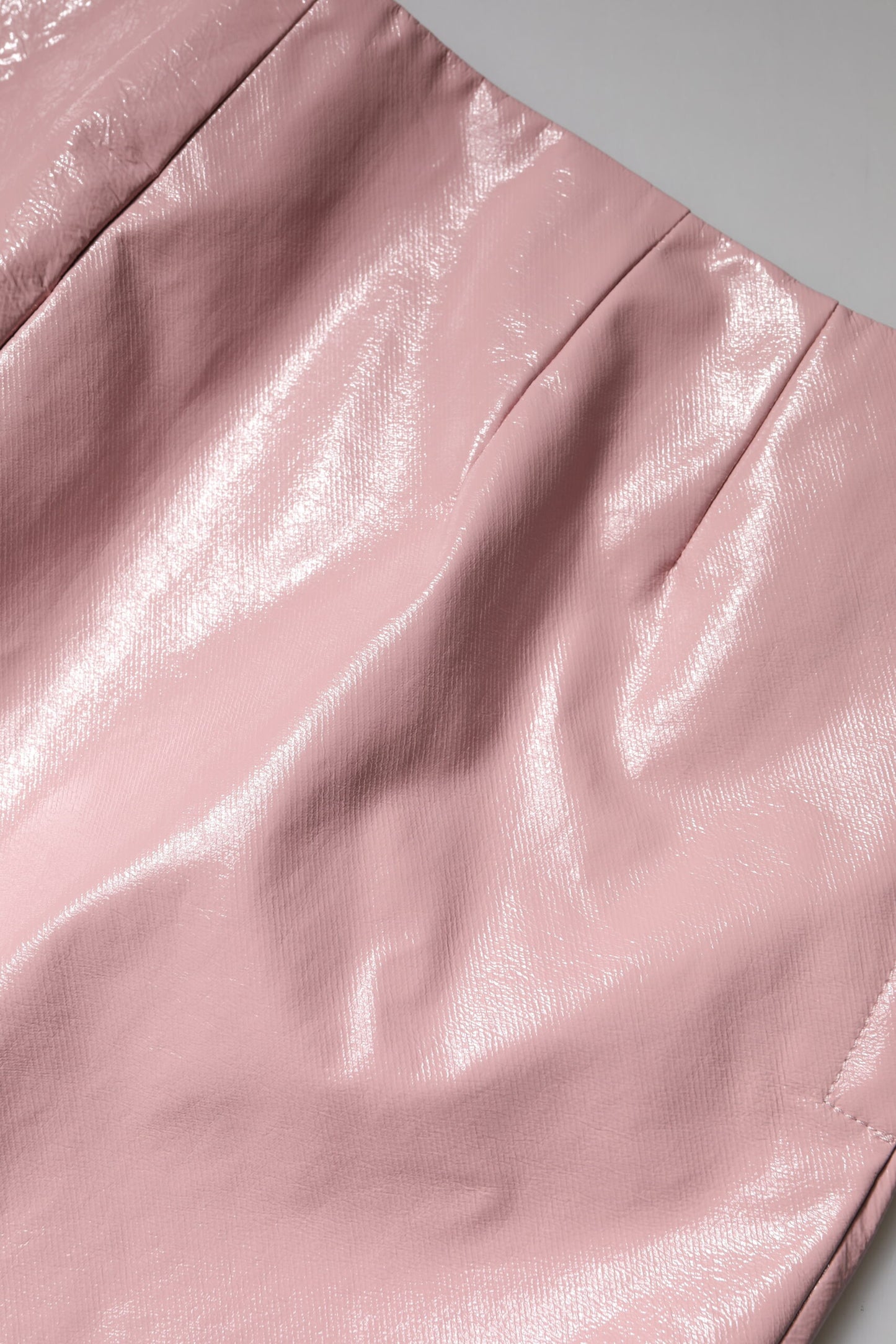 Minigonna a vita alta in cotone rosa lucido Dolce &amp; Gabbana