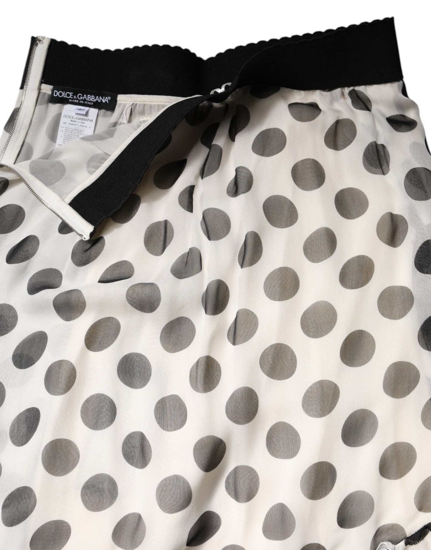 Gonna al ginocchio a pois bianchi e neri Dolce &amp; Gabbana