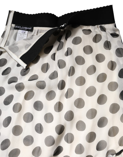 Gonna al ginocchio a pois bianchi e neri Dolce &amp; Gabbana