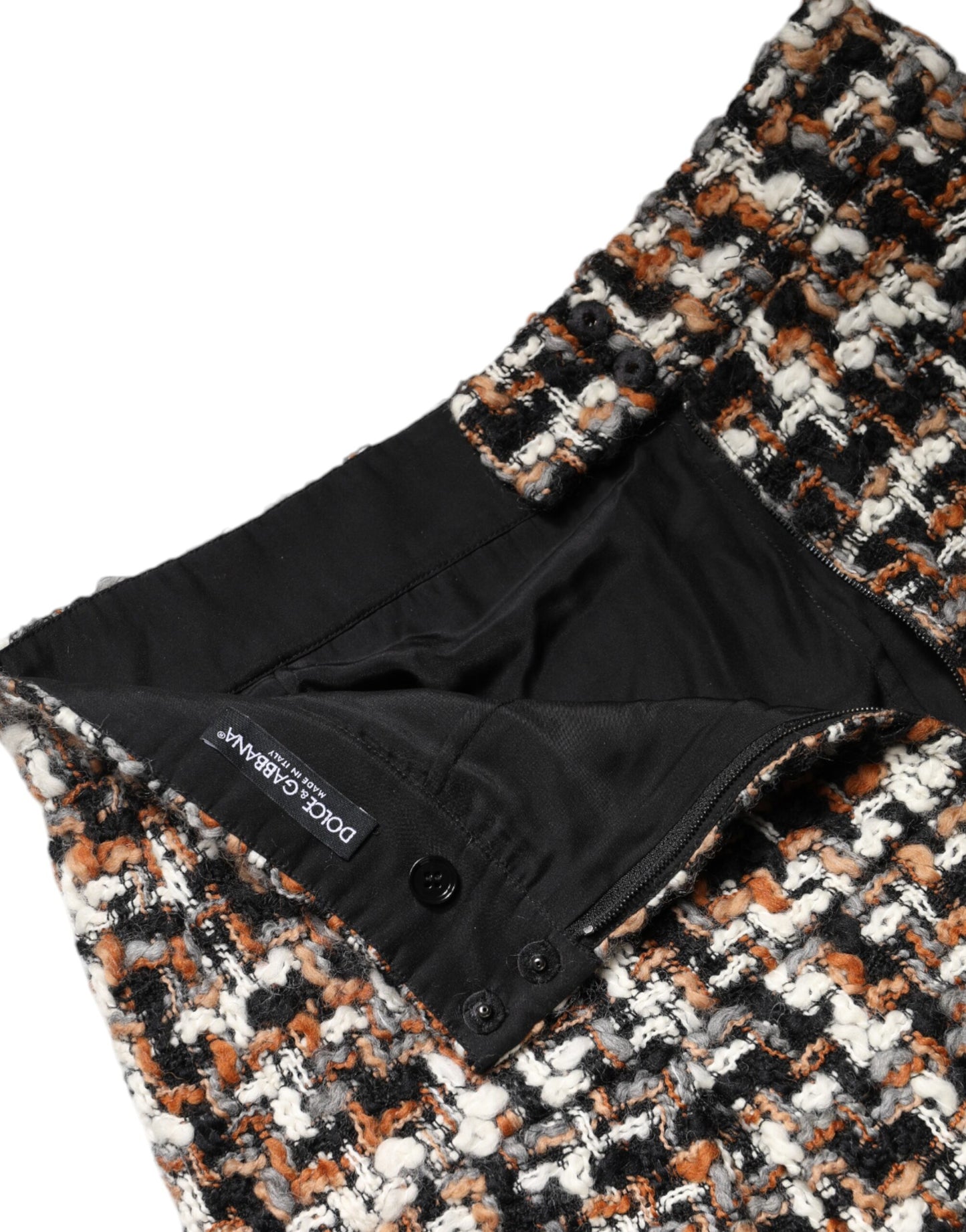 Minigonna in tweed scozzese multicolore a vita alta Dolce &amp; Gabbana