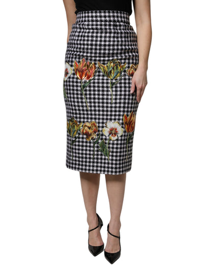Gonna a tubino con stampa floreale multicolore Dolce &amp; Gabbana a vita alta