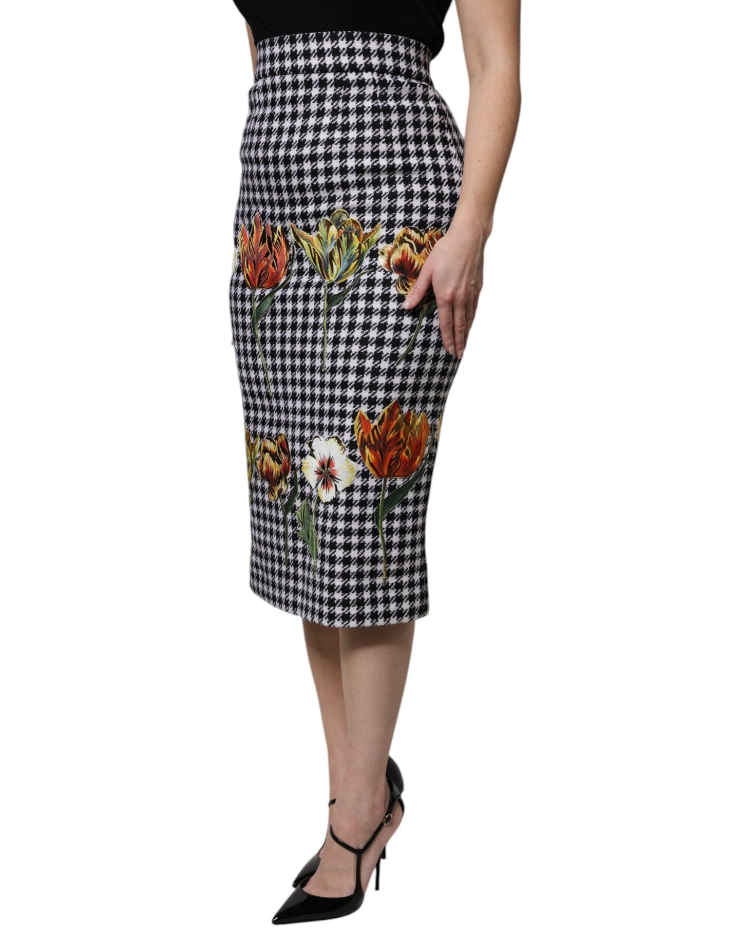 Gonna a tubino con stampa floreale multicolore Dolce &amp; Gabbana a vita alta