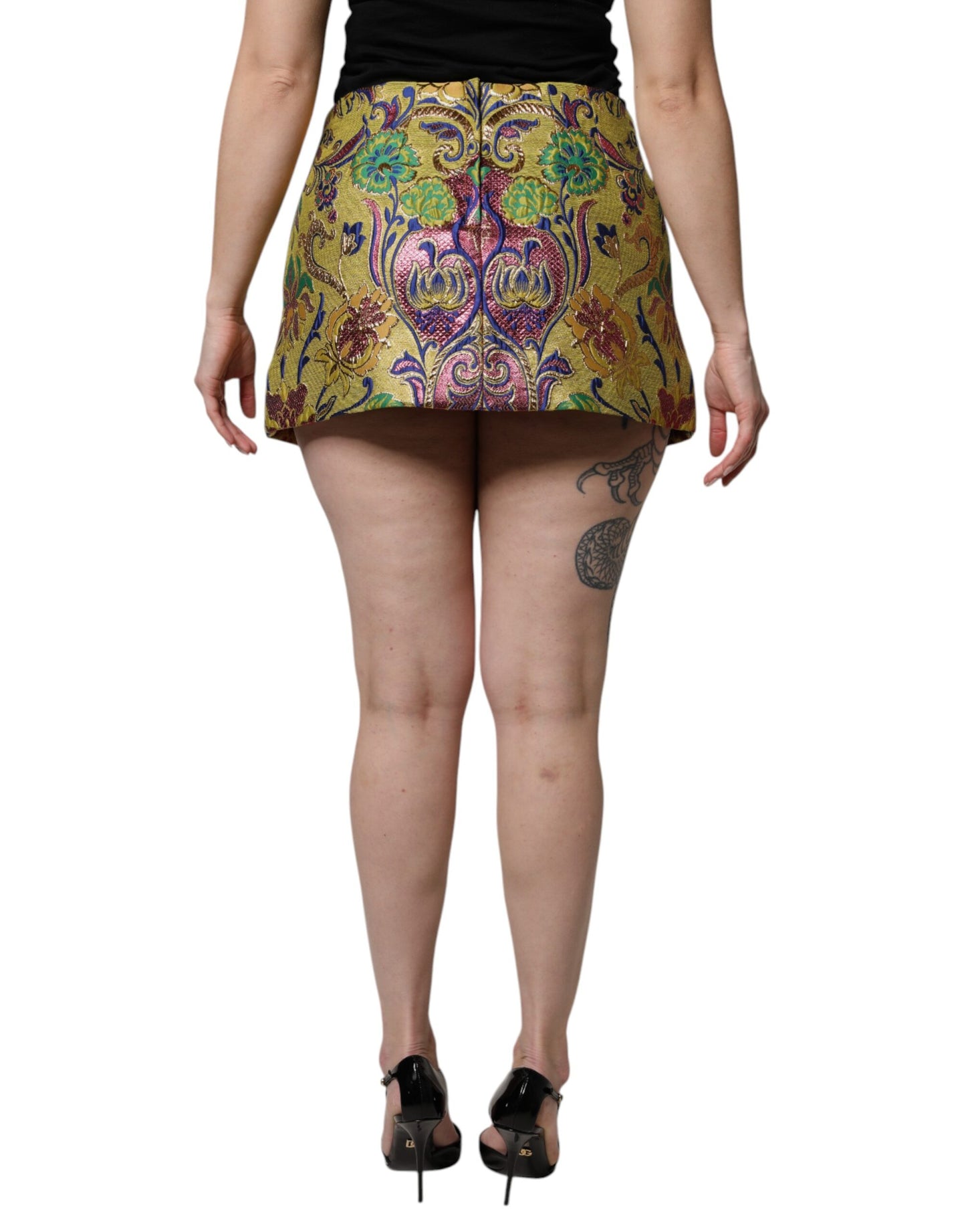 Minigonna a vita media in jacquard floreale multicolore Dolce &amp; Gabbana