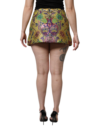 Minigonna a vita media in jacquard floreale multicolore Dolce &amp; Gabbana