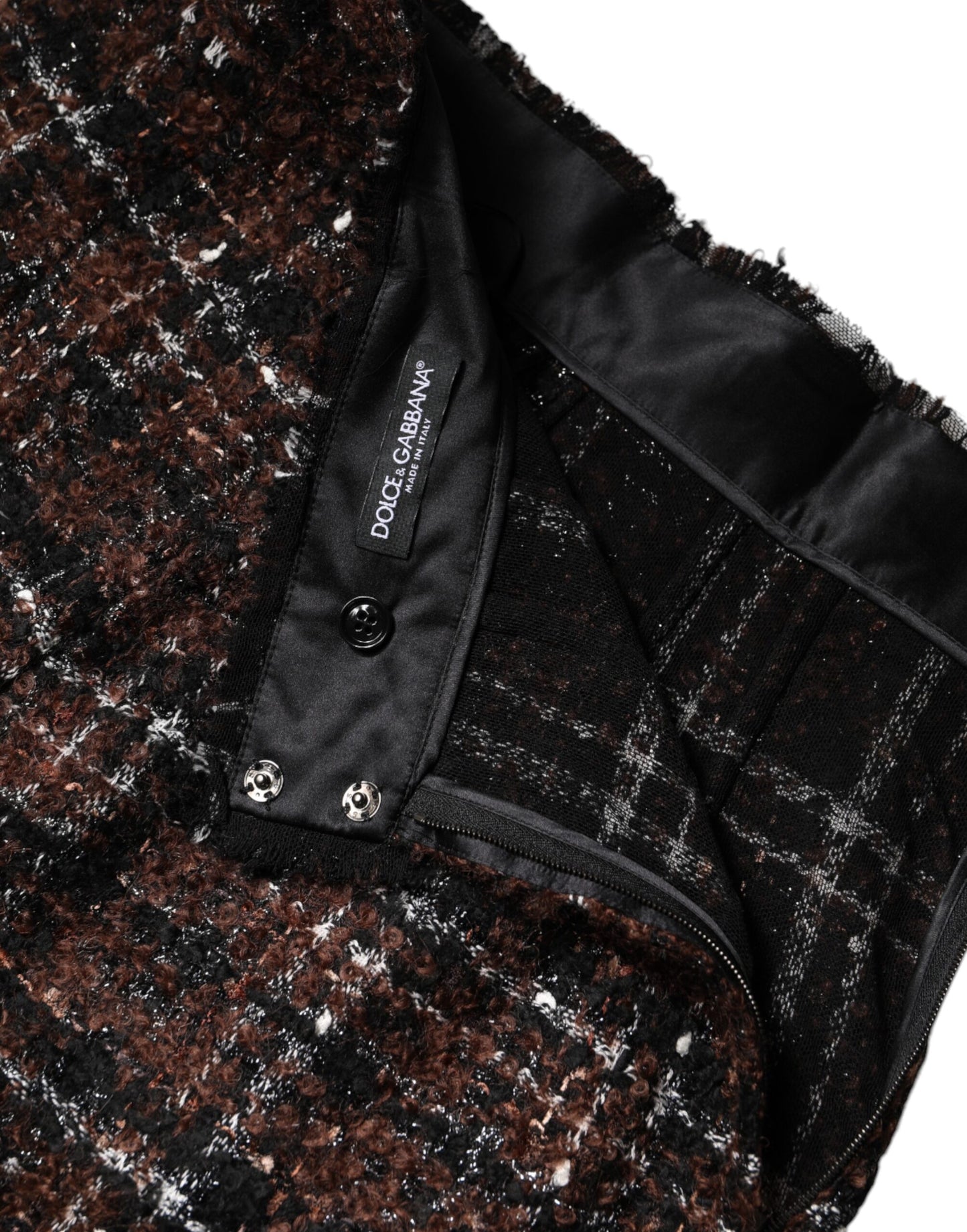 Gonna a tubino in tweed tartan multicolore a vita alta Dolce &amp; Gabbana