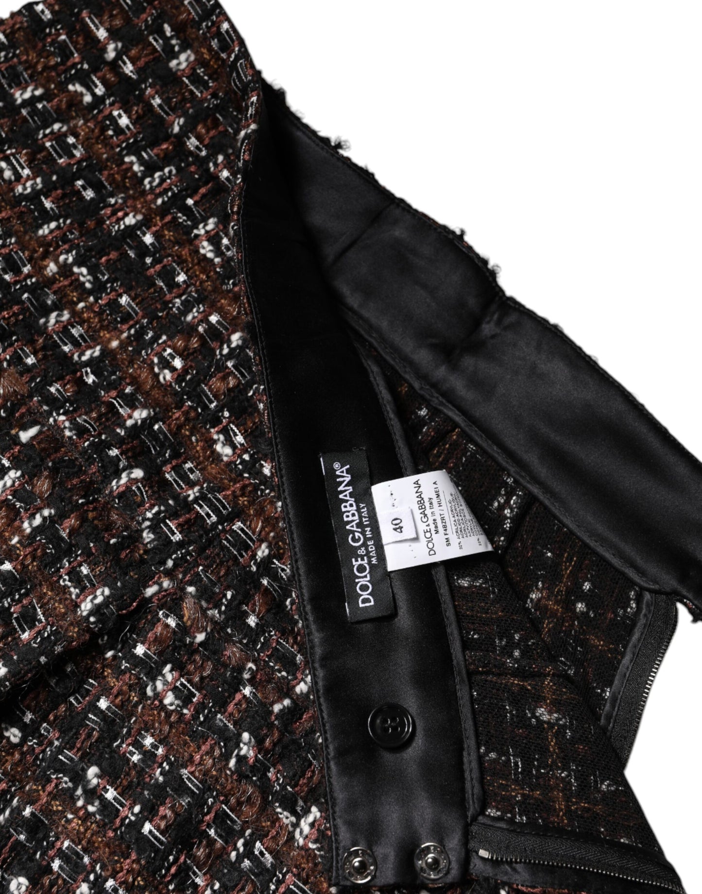 Minigonna in tweed scozzese multicolore a vita alta Dolce &amp; Gabbana