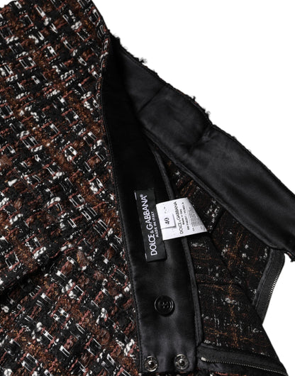 Minigonna in tweed scozzese multicolore a vita alta Dolce &amp; Gabbana