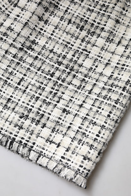 Minigonna in tweed scozzese a vita alta bianca e nera Dolce &amp; Gabbana