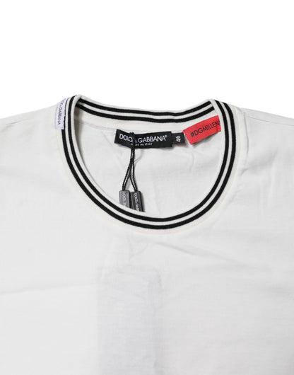 T-shirt girocollo in cotone bianco #DGMilllennials di Dolce &amp; Gabbana