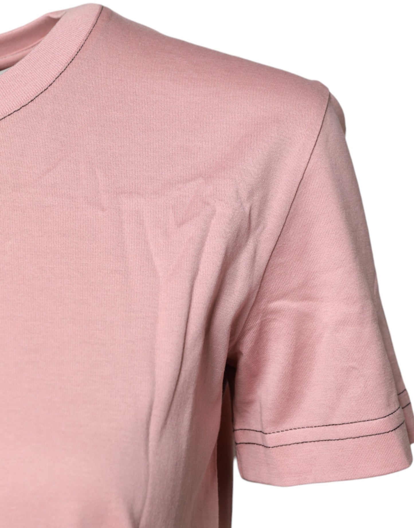 T-shirt girocollo in cotone con stampa logo rosa Dolce &amp; Gabbana