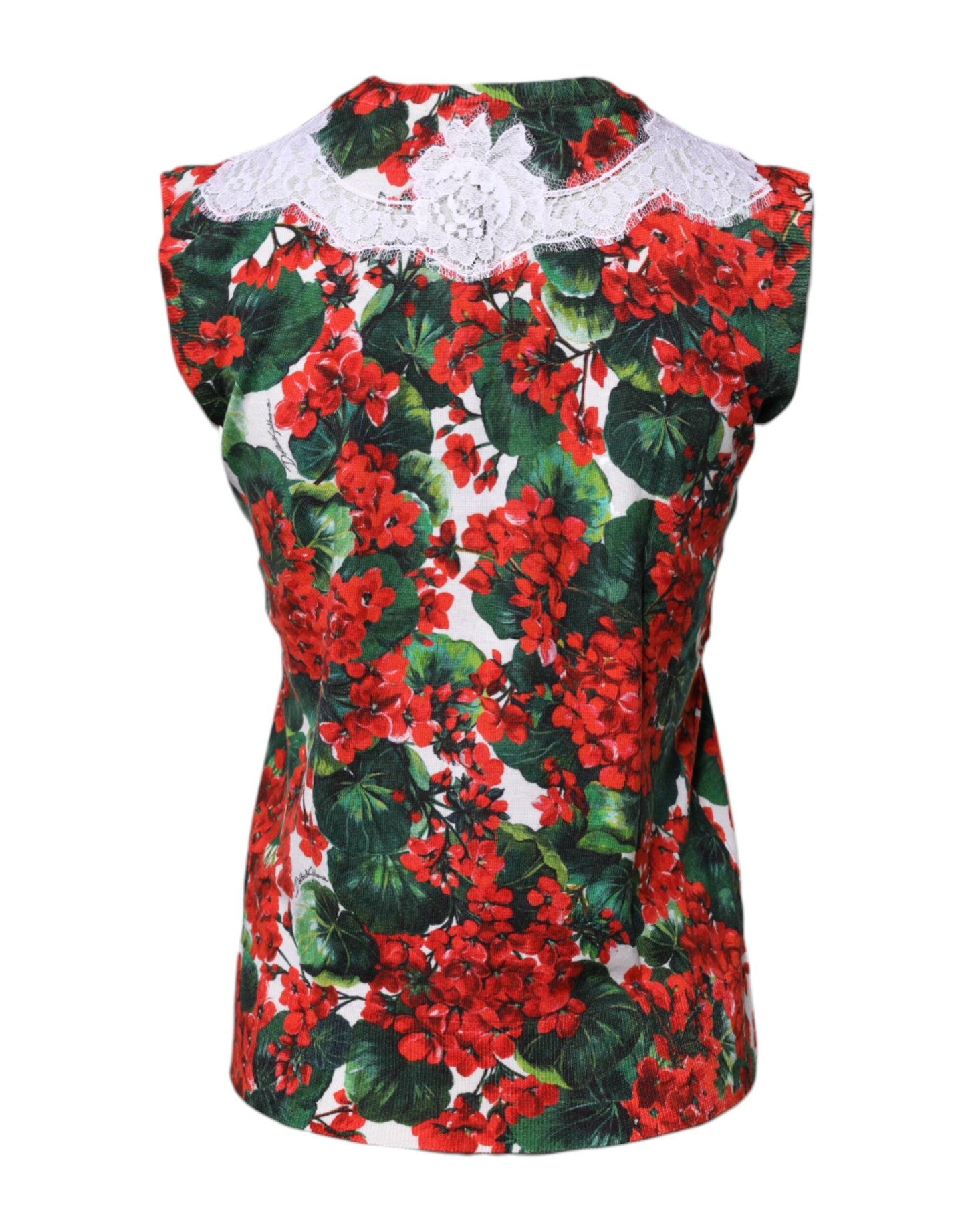 Canotta senza maniche in pizzo floreale multicolore Dolce &amp; Gabbana
