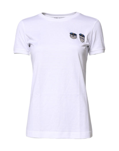 T-shirt girocollo in cotone bianco #DGFamily di Dolce &amp; Gabbana