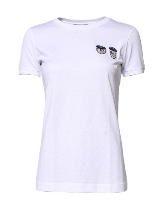 T-shirt girocollo in cotone bianco #DGFamily di Dolce &amp; Gabbana