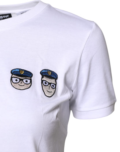 T-shirt girocollo in cotone bianco #DGFamily di Dolce &amp; Gabbana