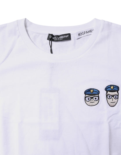 T-shirt girocollo in cotone bianco #DGFamily di Dolce &amp; Gabbana