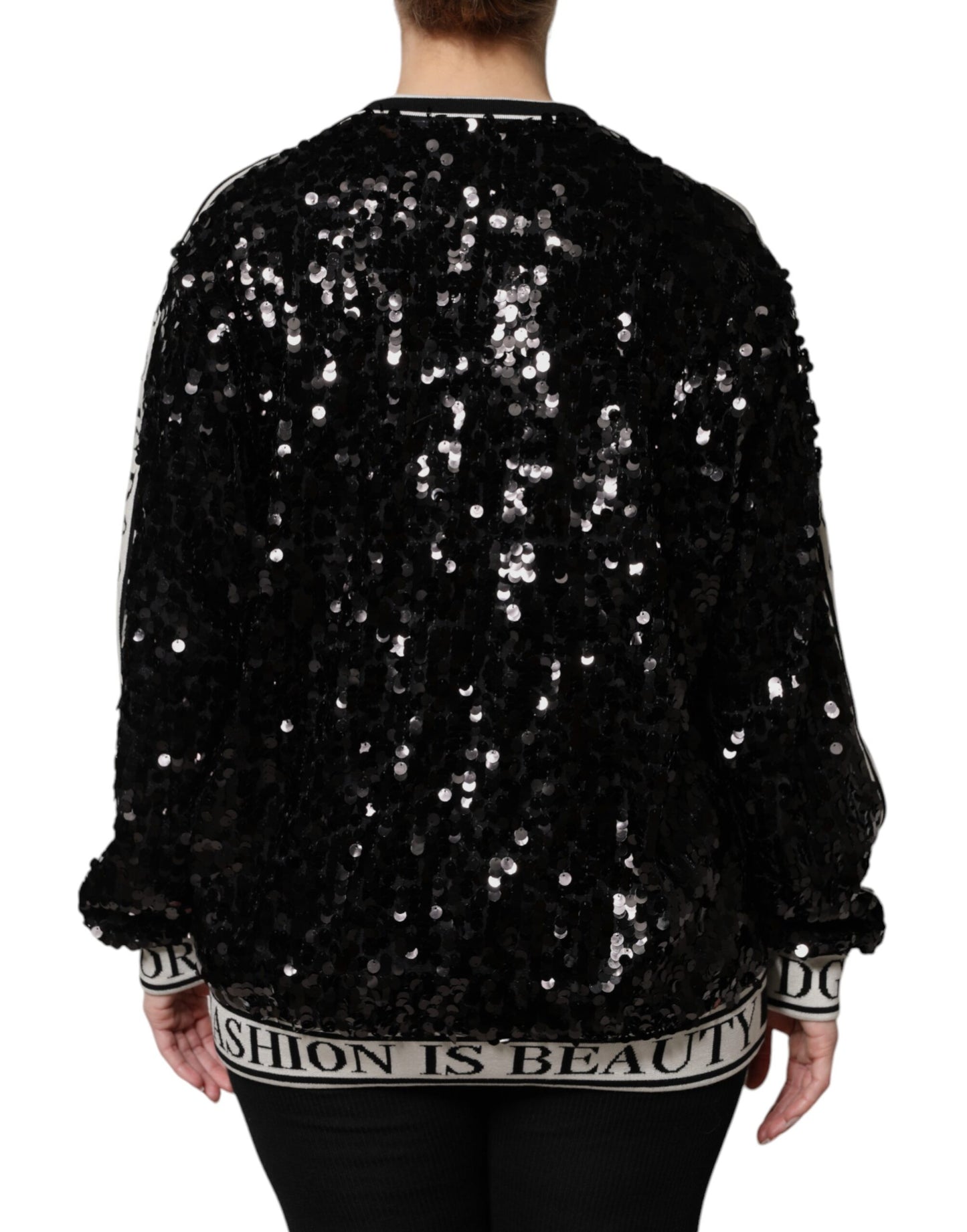 Dolce &amp; Gabbana Maglione con paillettes DG Queen nero
