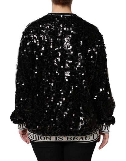 Dolce &amp; Gabbana Maglione con paillettes DG Queen nero
