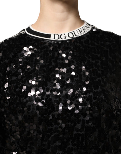 Dolce &amp; Gabbana Maglione con paillettes DG Queen nero