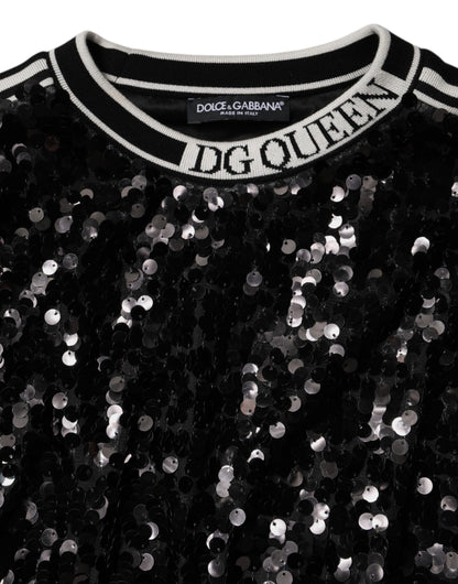 Dolce &amp; Gabbana Maglione con paillettes DG Queen nero