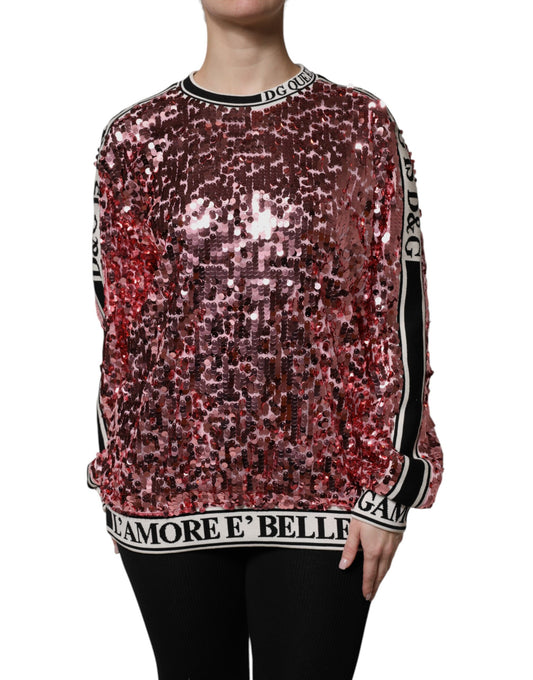 Dolce &amp; Gabbana Maglione con paillettes DG Queen rosa