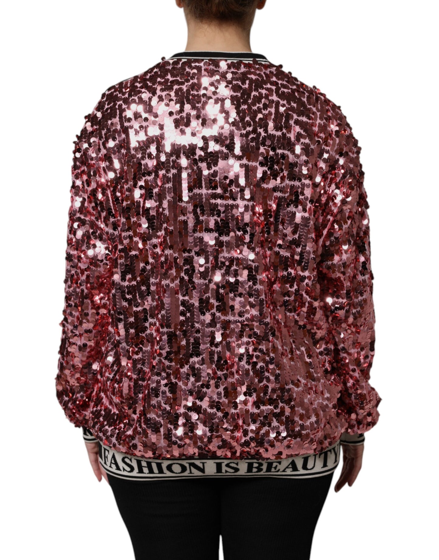 Dolce &amp; Gabbana Maglione con paillettes DG Queen rosa