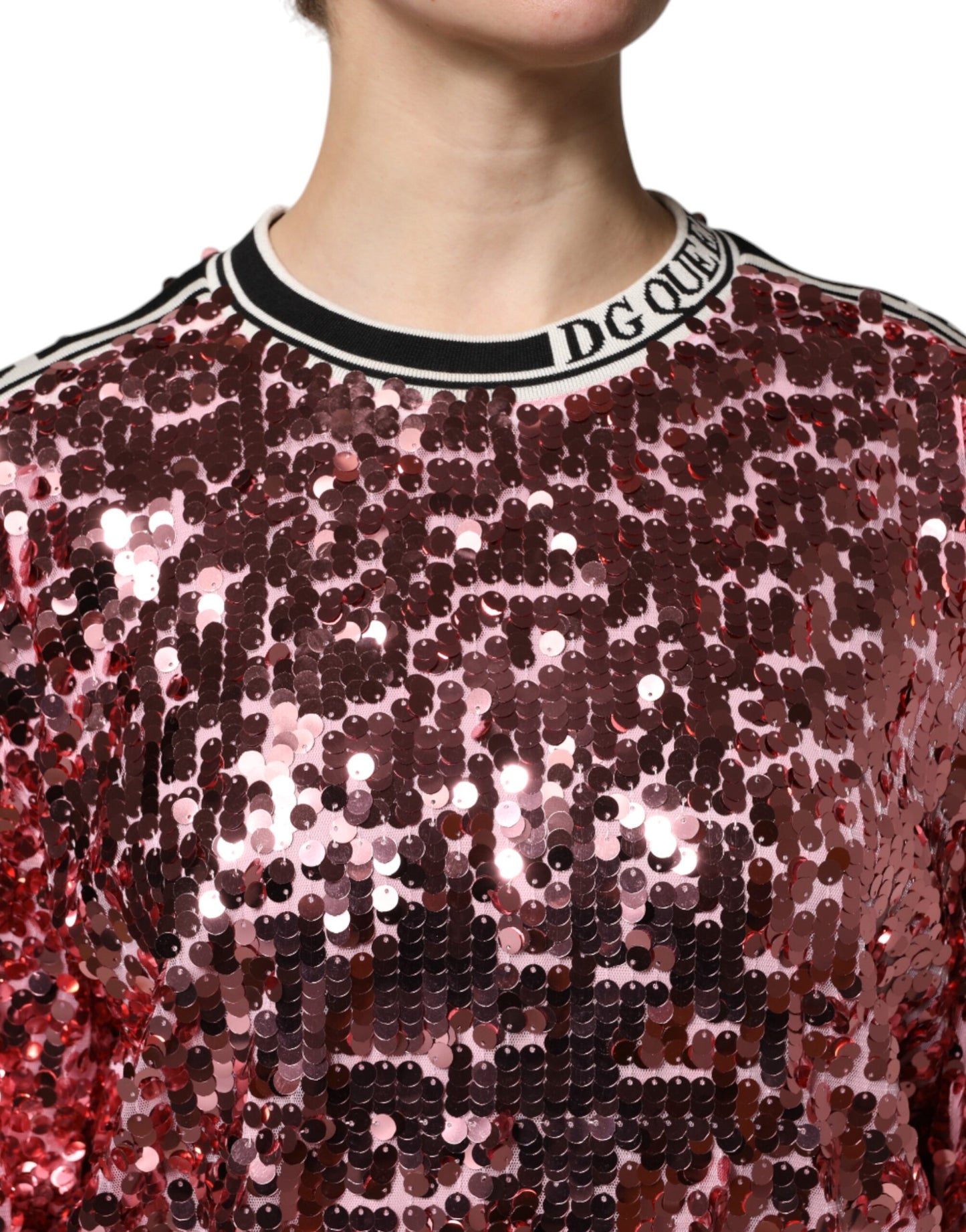 Dolce &amp; Gabbana Maglione con paillettes DG Queen rosa