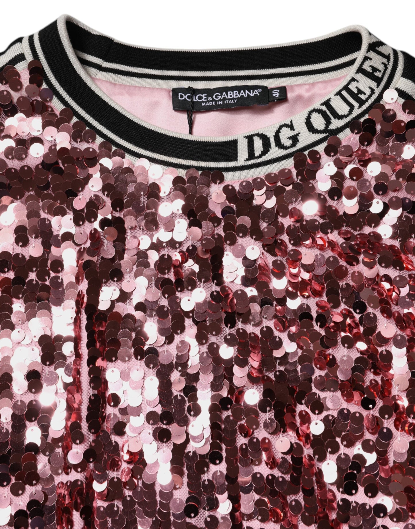 Dolce &amp; Gabbana Maglione con paillettes DG Queen rosa