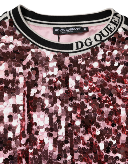Dolce &amp; Gabbana Maglione con paillettes DG Queen rosa
