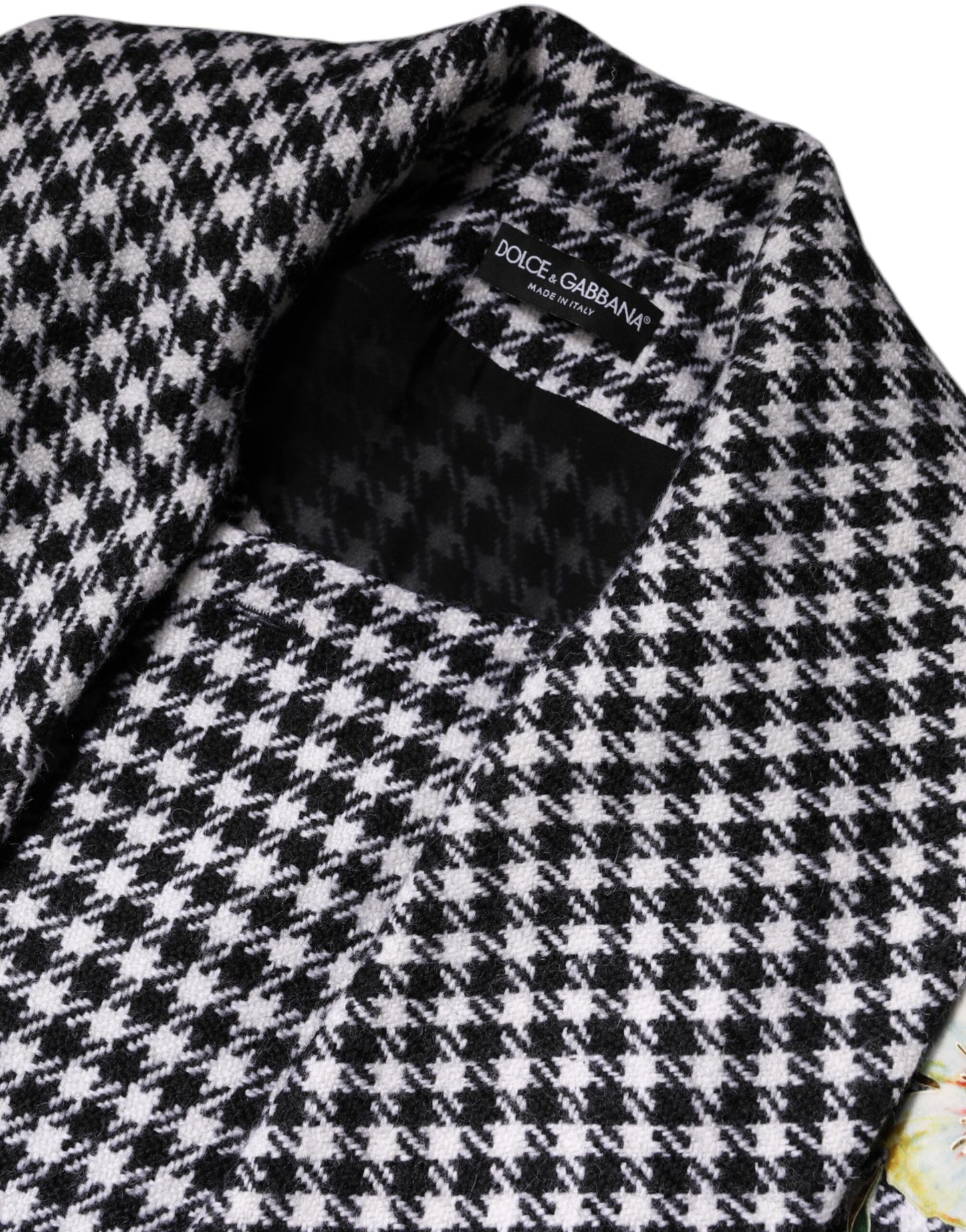 Giacca a mantella con motivo floreale monocromatico bianco e nero Dolce &amp; Gabbana