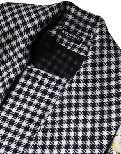 Giacca a mantella con motivo floreale monocromatico bianco e nero Dolce &amp; Gabbana