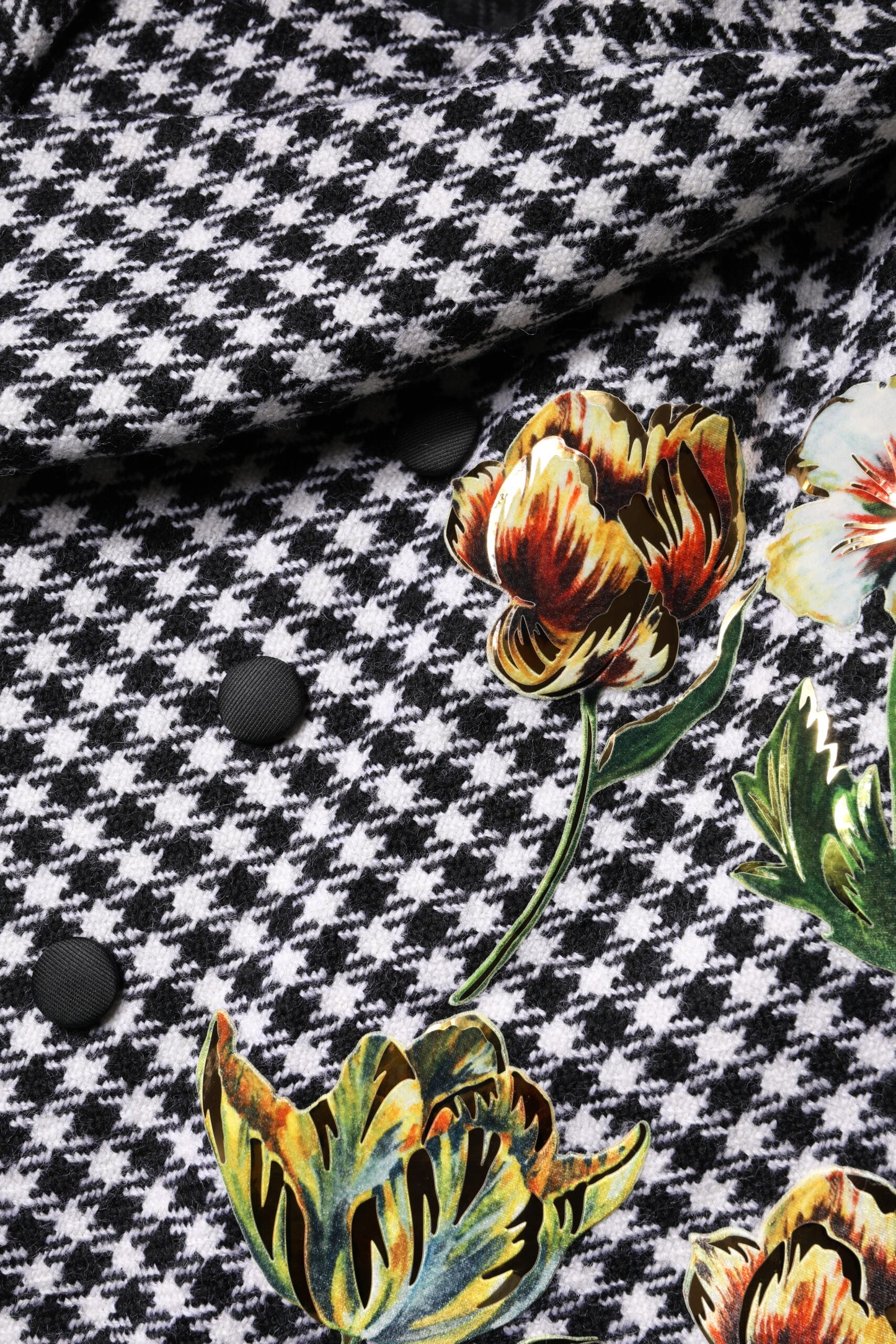 Giacca a mantella con motivo floreale monocromatico bianco e nero Dolce &amp; Gabbana