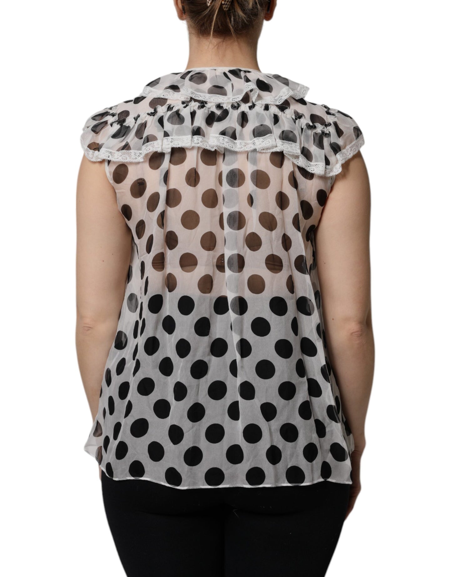 Dolce &amp; Gabbana Top senza maniche in cotone a pois bianco e nero
