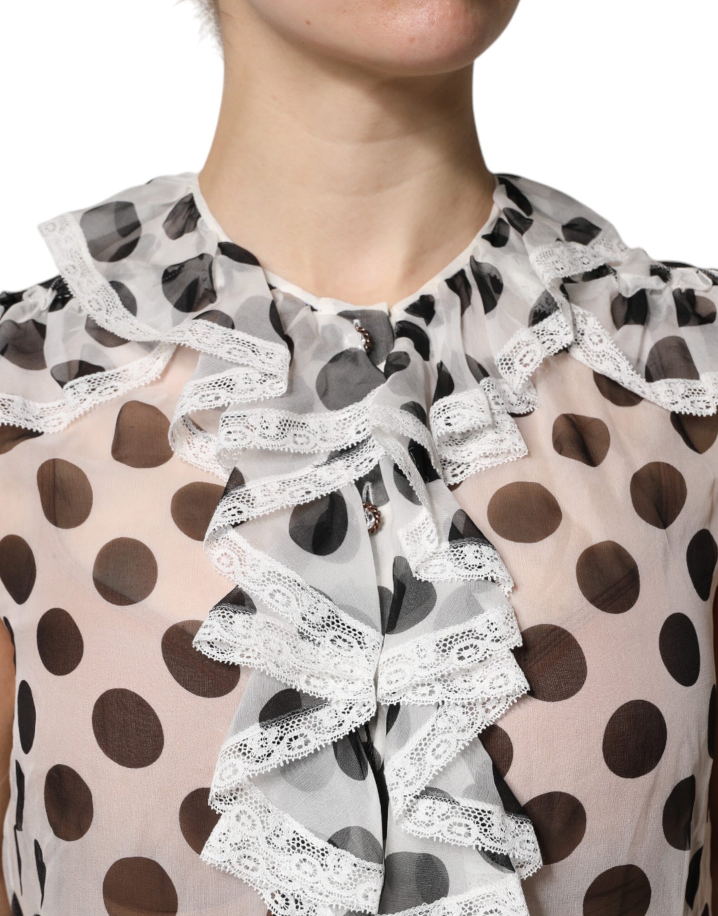 Dolce &amp; Gabbana Top senza maniche in cotone a pois bianco e nero