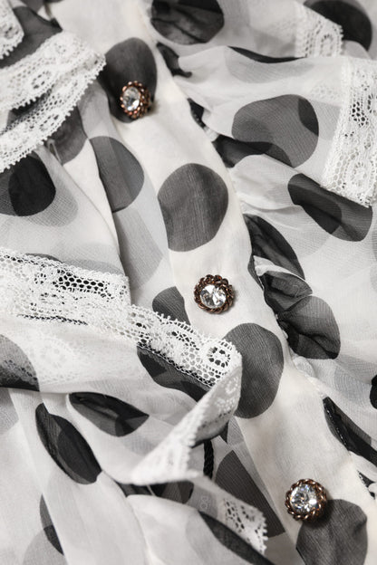 Dolce &amp; Gabbana Top senza maniche in cotone a pois bianco e nero