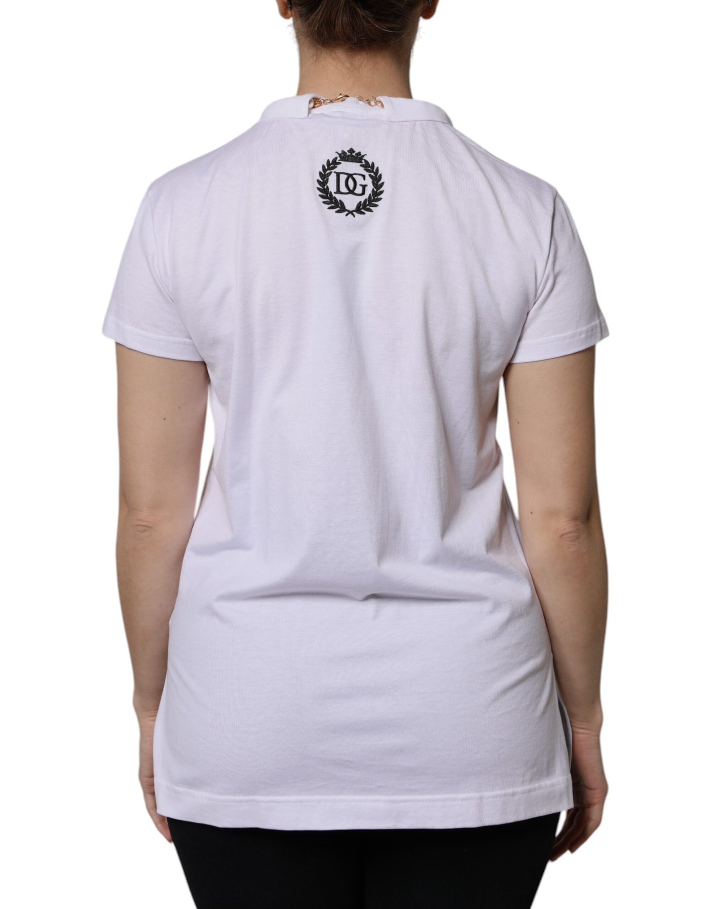 Dolce &amp; Gabbana T-shirt a maniche corte in cotone con collana bianca